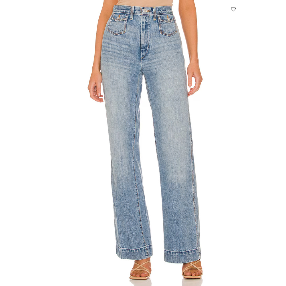 Re/Done 70's Pocket Wide Leg Jeans Vintage Fade‎ Blue High Rise Denim Sz 32